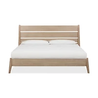 Sumire Slatted Ash Wood Platform Queen Bed in Ginger
