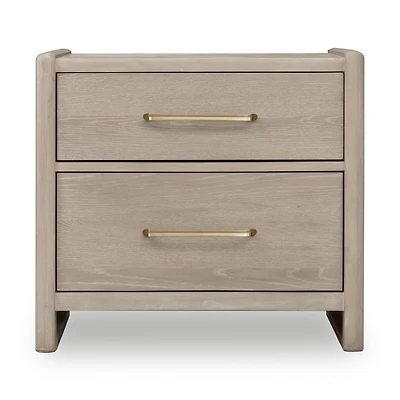 Gardenia 2 Drawer Oak Wood Nightstand in Chai