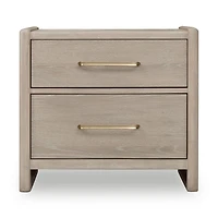 Gardenia 2 Drawer Oak Wood Nightstand in Chai