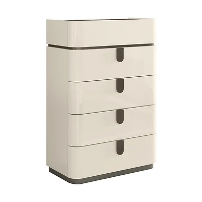 Elara Modern Chest – Beige High Gloss