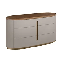 Elmira Modern Curved Dresser – Flannel Grey & Walnut
