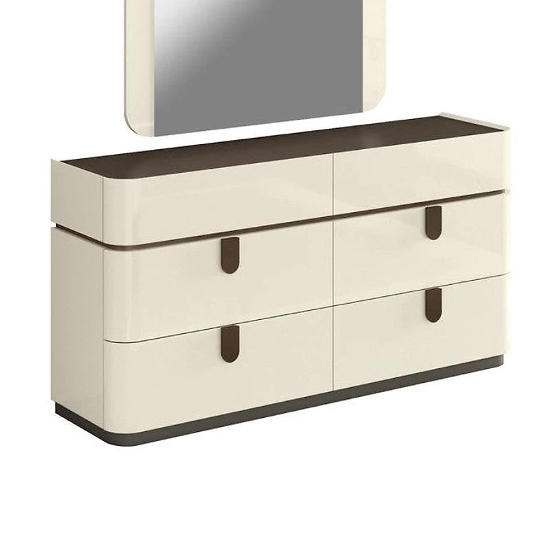 Elara Modern Dresser – Beige High Gloss