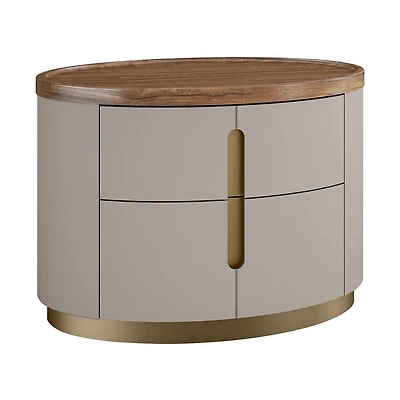Elmira Modern Nightstand – Flannel Grey & Walnut