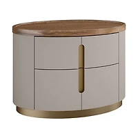 Elmira Modern Nightstand – Flannel Grey & Walnut