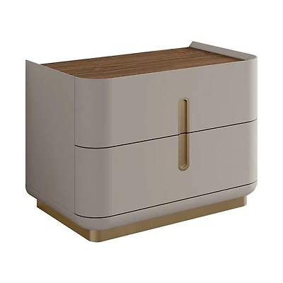 Elvona Modern Nightstand – Flannel Grey & Walnut