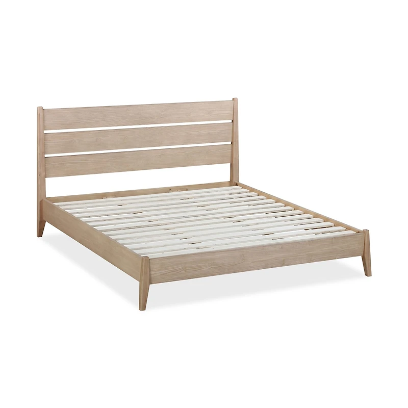 Sumire Slatted Ash Wood Platform Queen Bed in Ginger
