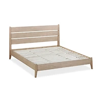 Sumire Slatted Ash Wood Platform Queen Bed in Ginger