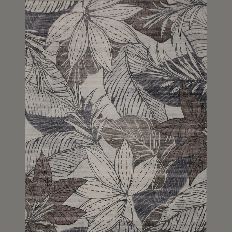 Lily Grey Traditional Distressed Floral Rug