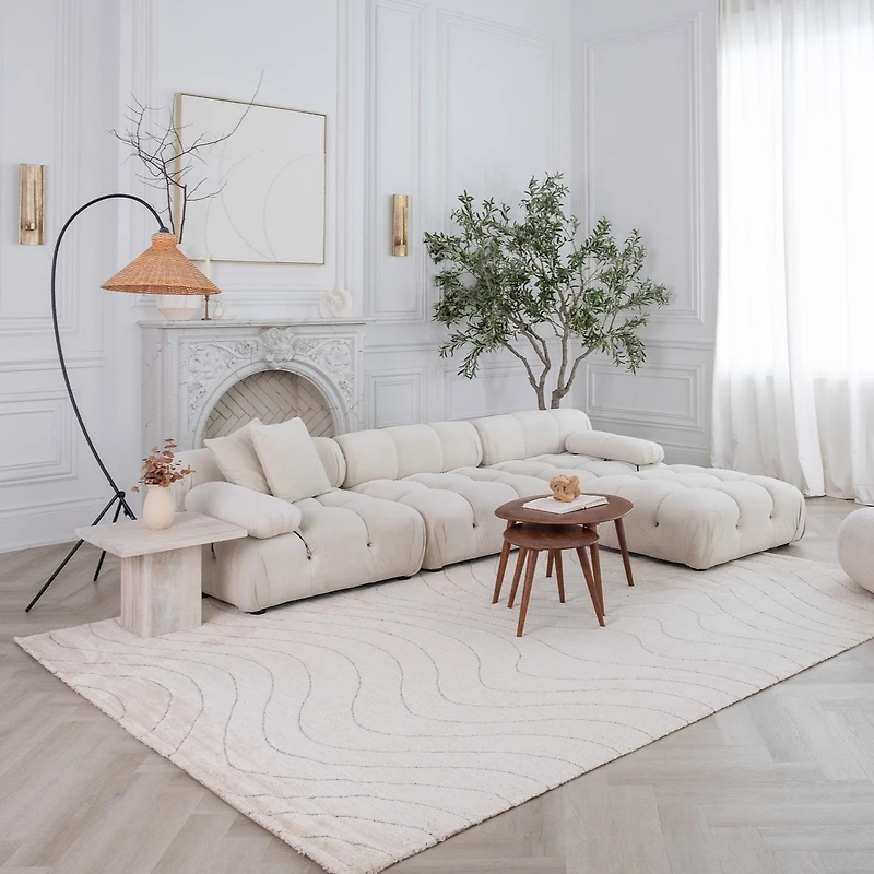 Milano Beige Wavy Line Rug – 5x8