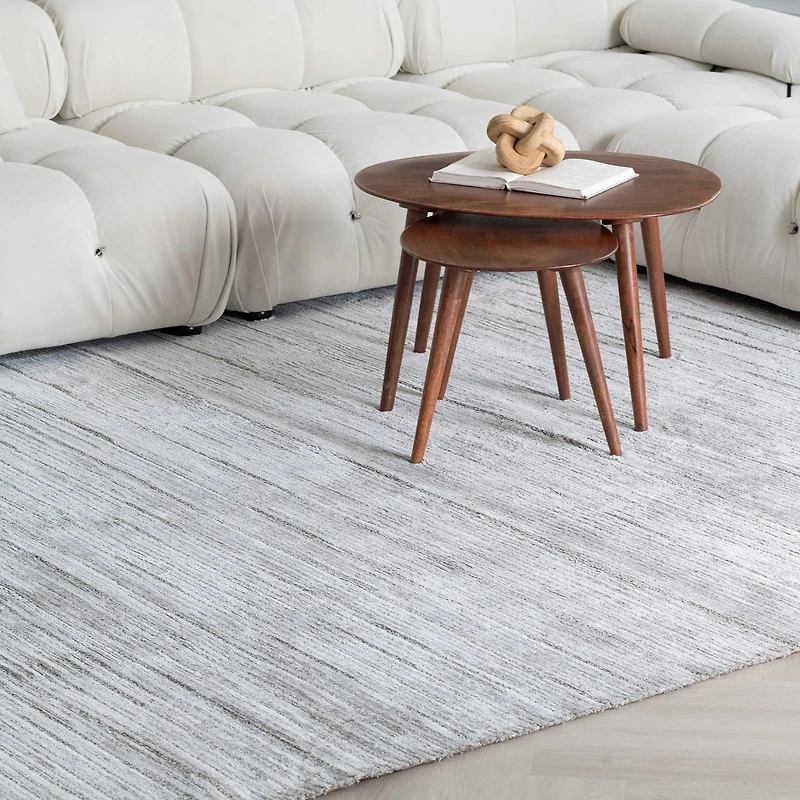 Milano Grey Textured Stripe Rug – 5x8