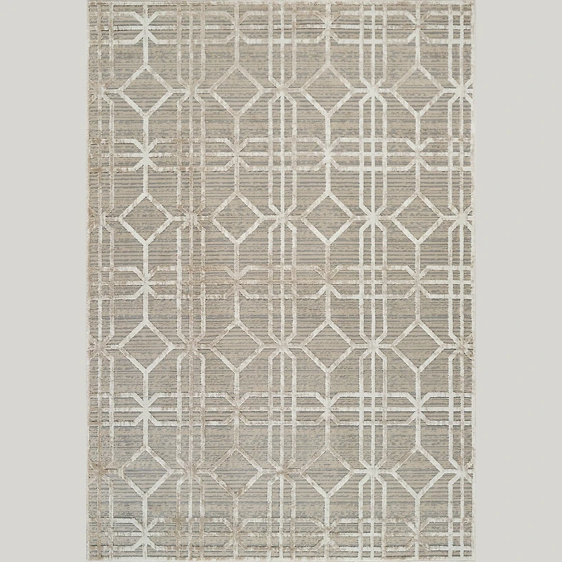 Nairobi Beige Abstract Lined Modern Rug