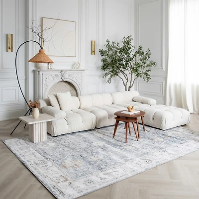 Rio Grey Blue Modern Abstract Area Rug