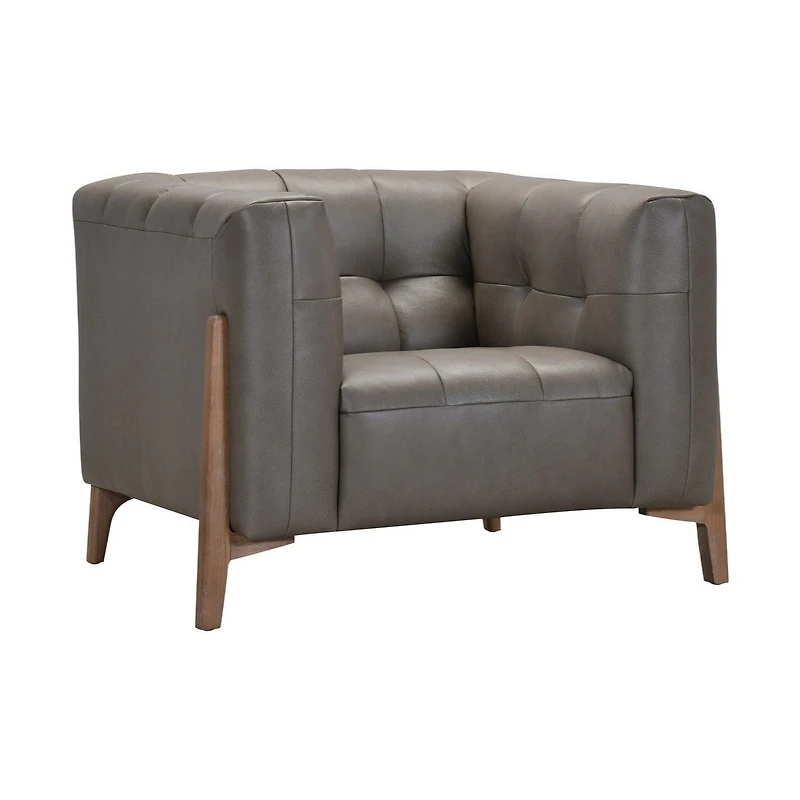 Cascade Genuine Leather Chair - Dark Grey