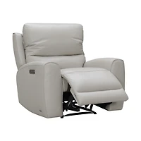 Brooke Leather Power Recliner Chair - Light Grey
