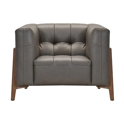 Cascade Genuine Leather Chair - Dark Grey