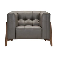 Cascade Genuine Leather Chair - Dark Grey
