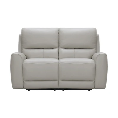 Brooke Leather Power Recliner Loveseat - Light Grey