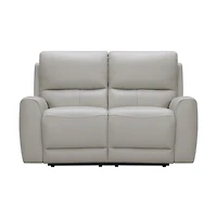 Brooke Leather Power Recliner Loveseat - Light Grey