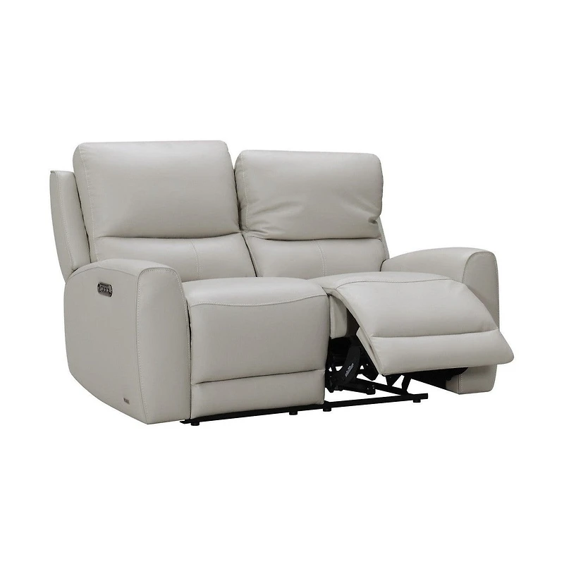 Brooke Leather Power Recliner Loveseat - Light Grey
