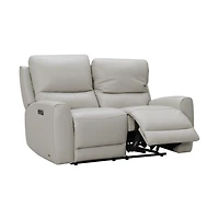 Brooke Leather Power Recliner Loveseat - Light Grey