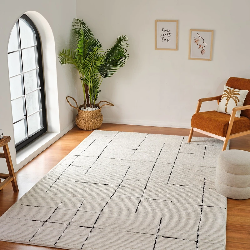 Terra Cream Modern Geometric Area Rug – 7' x 10'