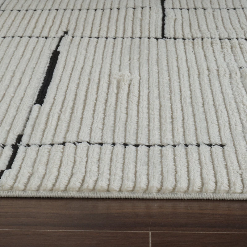 Terra Cream Modern Grid Rug – 5x8