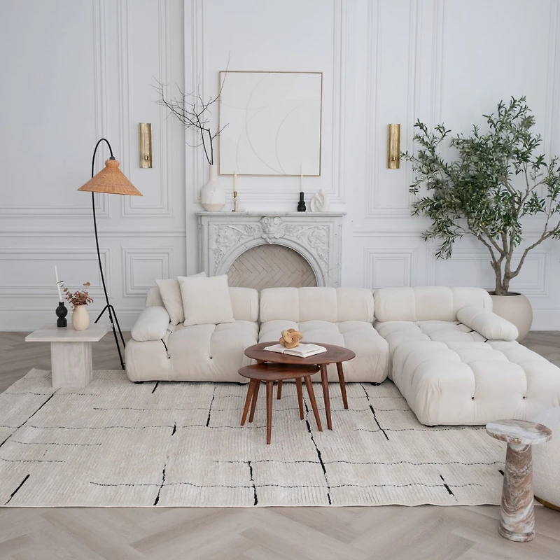 Terra Cream Modern Grid Rug – 5x8