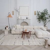 Terra Cream Modern Grid Rug – 5x8