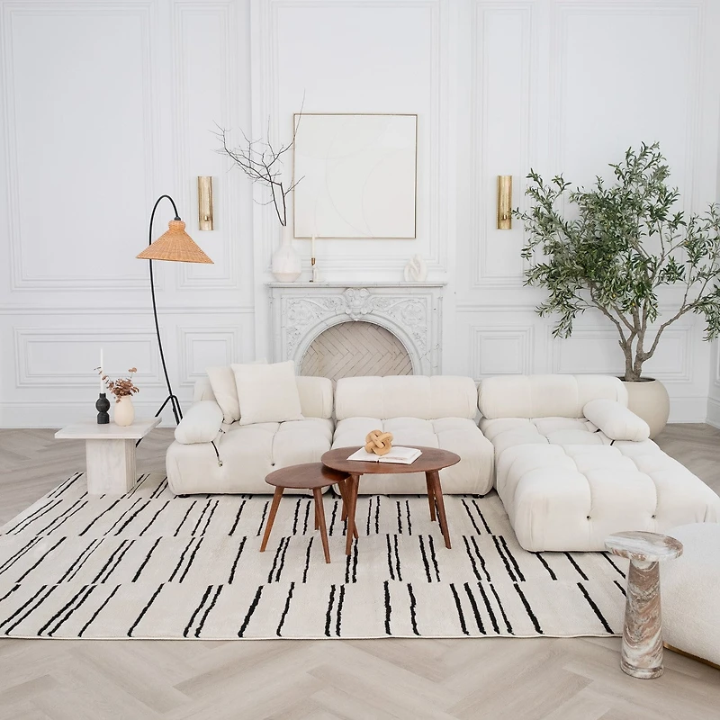 Terra Cream Linear Stripe Rug – 5x8