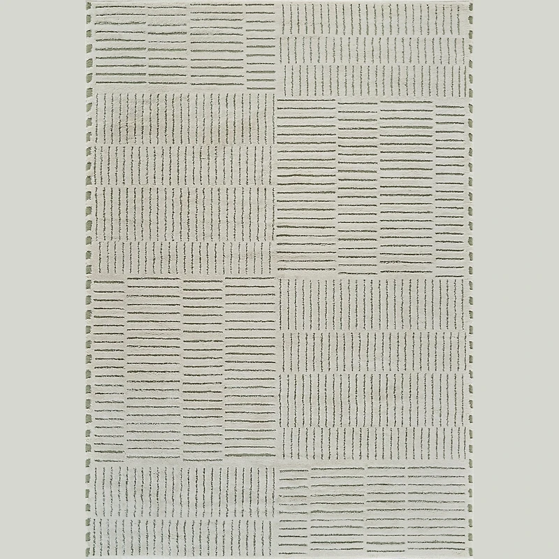 Terra Green Abstract Striped Area Rug