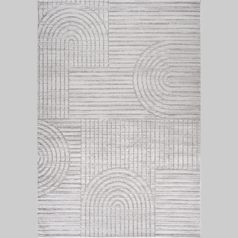 Tulum Grey Geometric Pattern Area Rug