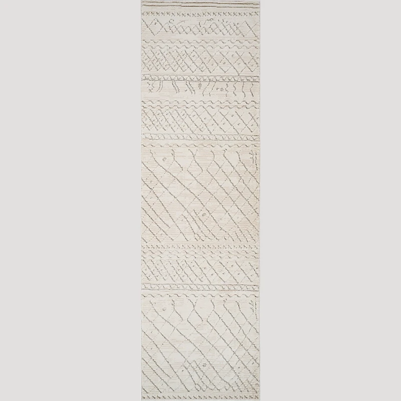 Tulum Beige Textured Moroccan Area Rug