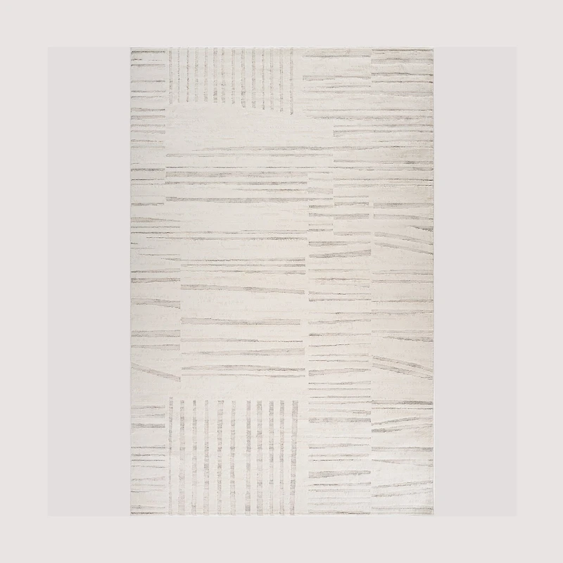 Tulum Beige Geometric Grid Area Rug