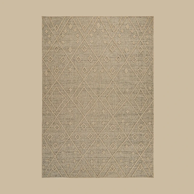 Utopia Beige Geometric Worn-Look Area Rug