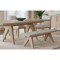 Sumire Upholstered Bench in Ginger and Natural Linen