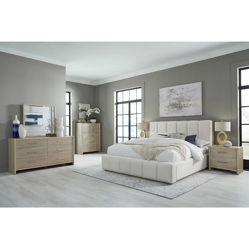 Gardenia Six Drawer Oak Wood Dresser in Chai