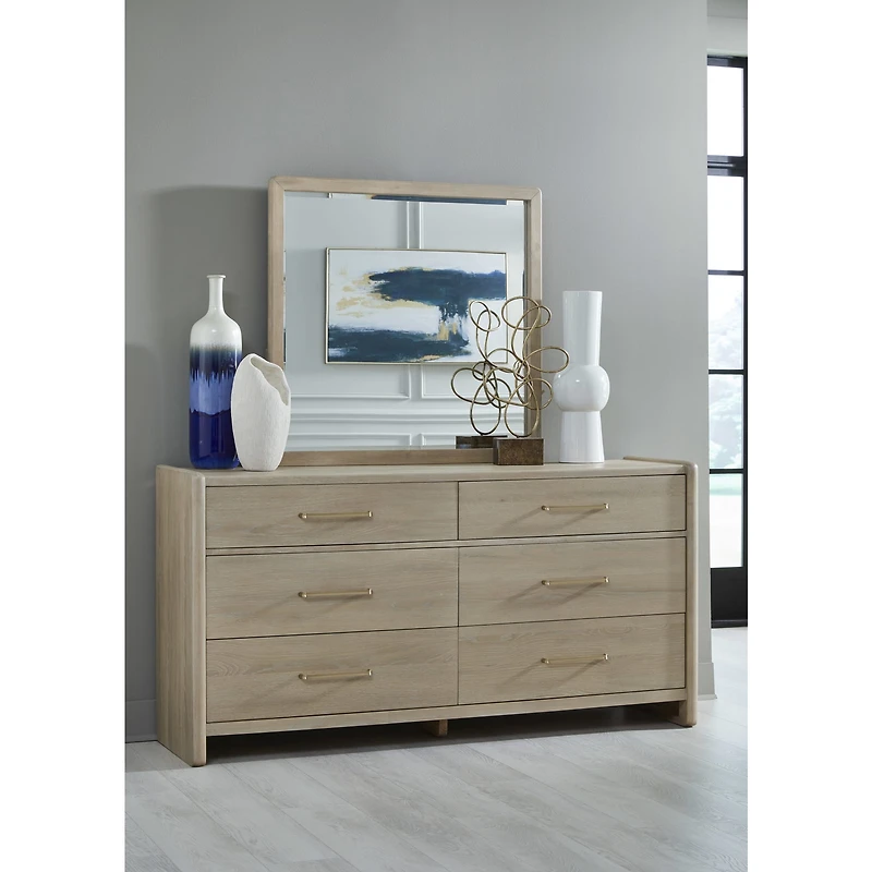 Gardenia Six Drawer Oak Wood Dresser in Chai