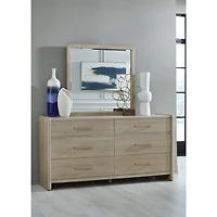 Gardenia Six Drawer Oak Wood Dresser in Chai