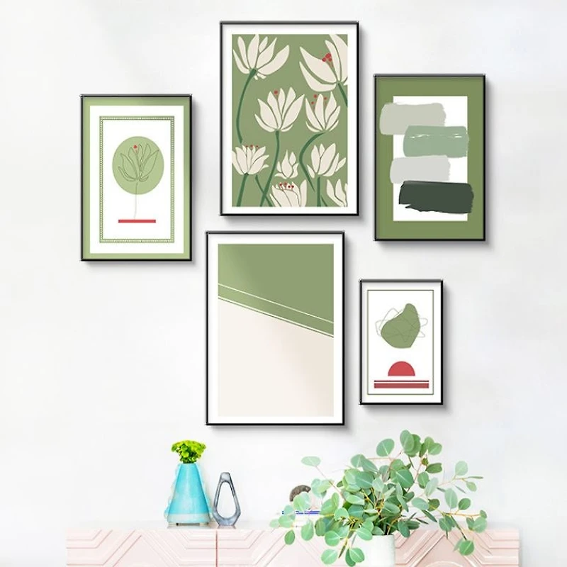 Bellisa II Set of 5 Alloy Matt - Black Frame Wall Art