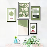 Bellisa II Set of 5 Alloy Matt - Black Frame Wall Art
