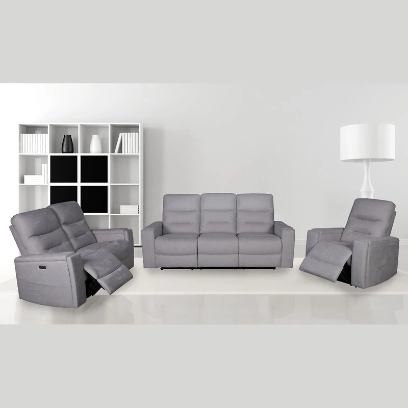 Roche Power Recliner Sofa - Light Grey