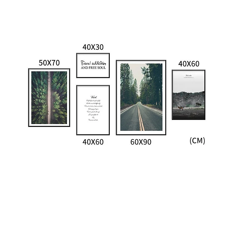 Terra Nova Set of 5 Alloy Matt - Black Frame Wall Art