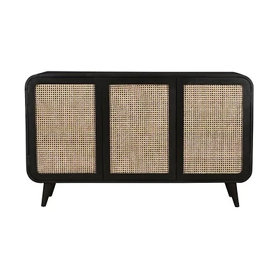 Cane Oval Three Door Cabinet