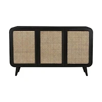 Cane Oval Three Door Cabinet