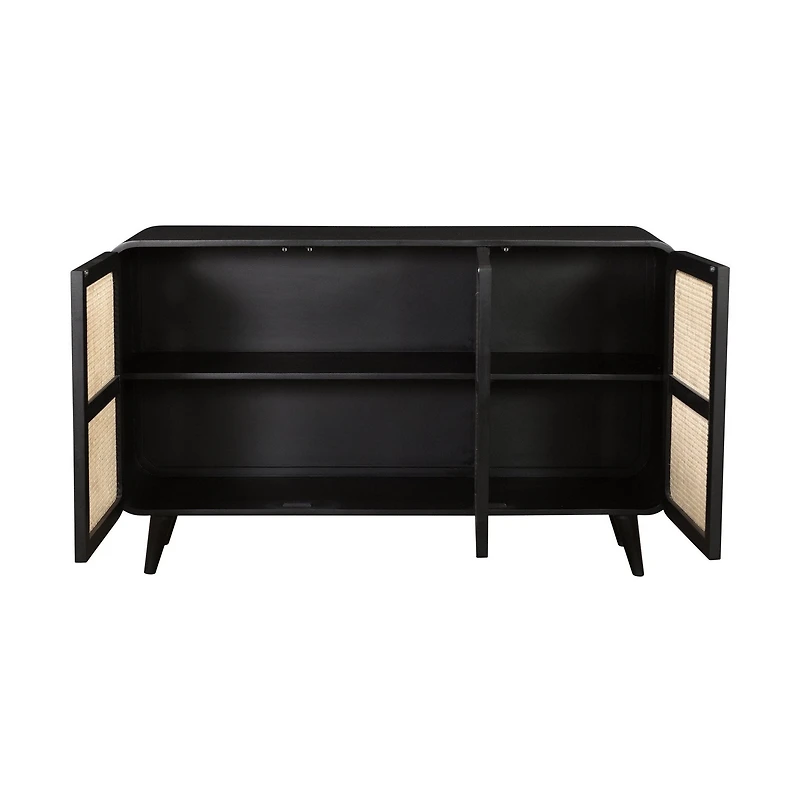 Cane Oval Three Door Cabinet
