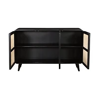 Cane Oval Three Door Cabinet