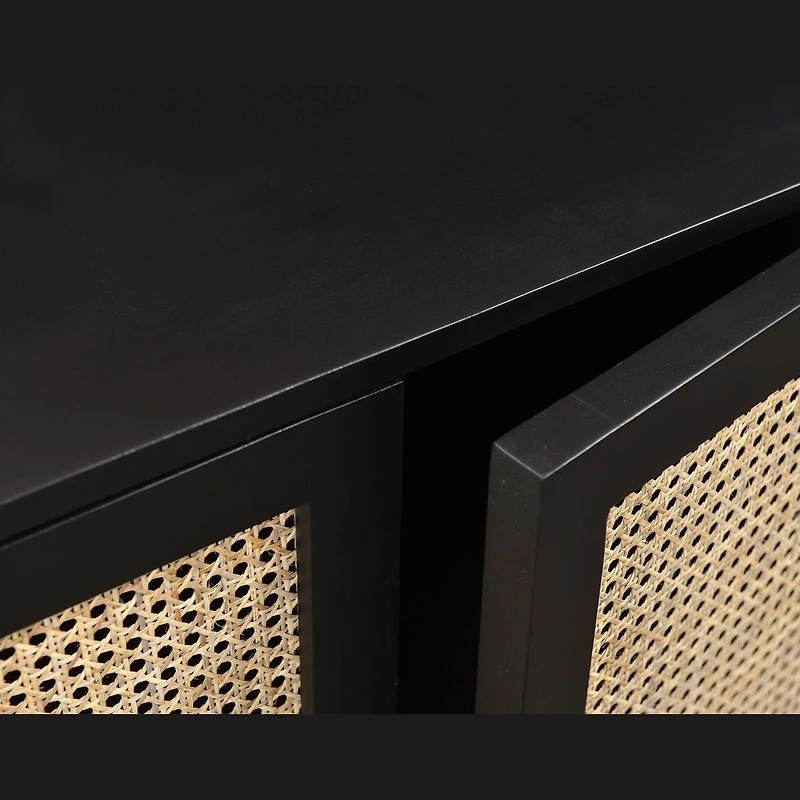 Cane Oval Three Door Cabinet