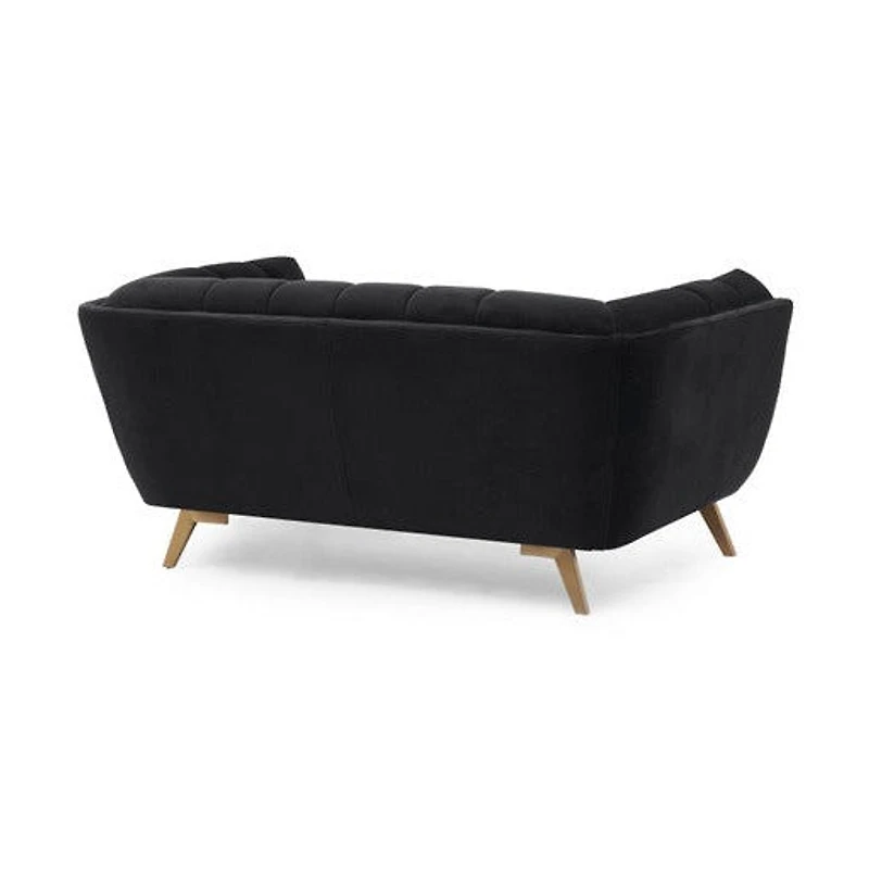 Yaletown Mid Century Accent Loveseat - Velvet Black