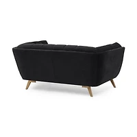 Yaletown Mid Century Accent Loveseat - Velvet Black