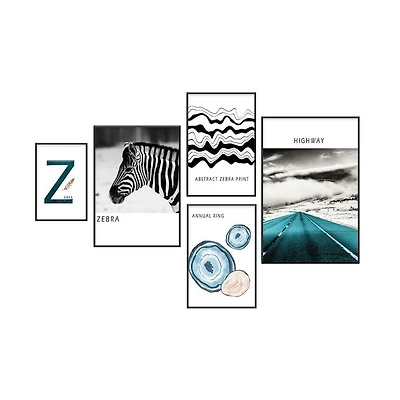 Soho Set of 5 Alloy Matt - Black Frame Wall Art